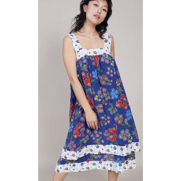 Warm Dresses & Skirts - NWT Warm Margaritaville Floral Print Tiered Smock Boho Silk Dress Small